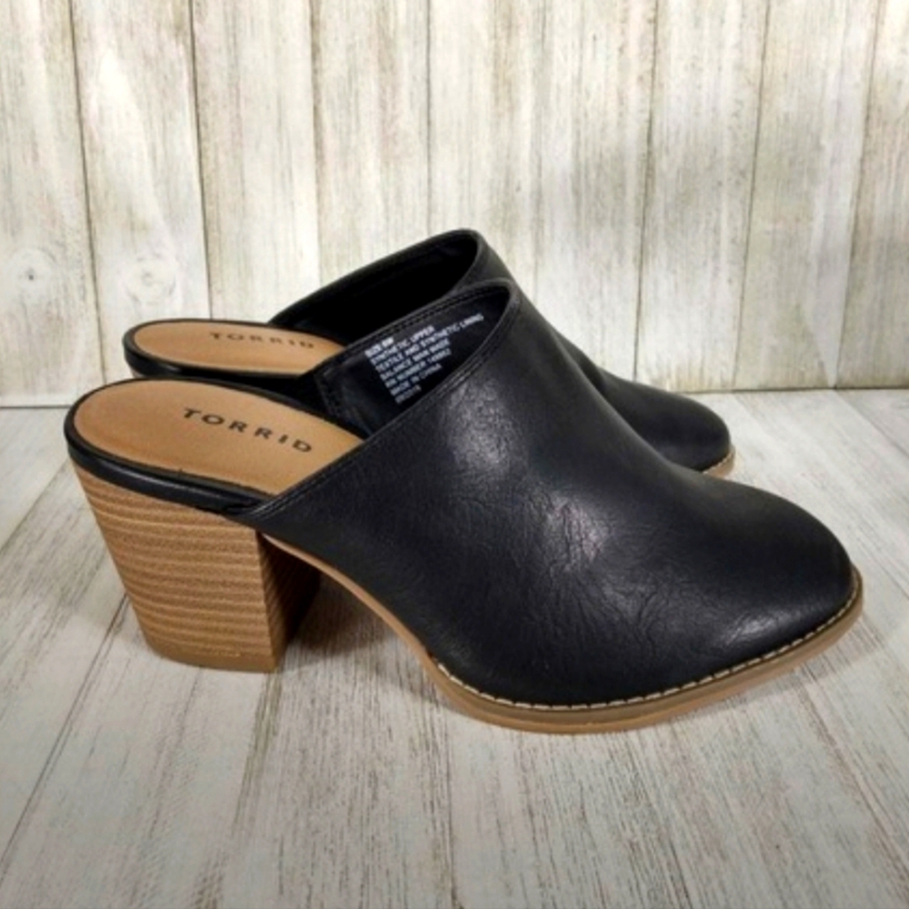 Torrid Black Faux Leather Heeled Mule Bootie Women's 6W